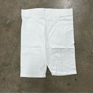 White Cotton Biker Shorts